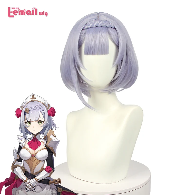 

L-email wig Genshin Impact Noelle Cosplay Wig Genshin Impact Cosplay Purple Braided Wig with Bangs Heat Resistant Synthetic Hair