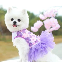 dress for dog cute princess dog clothes puppy skirt cat clothes peach flower mesh dress for small dogs summer pet clothes