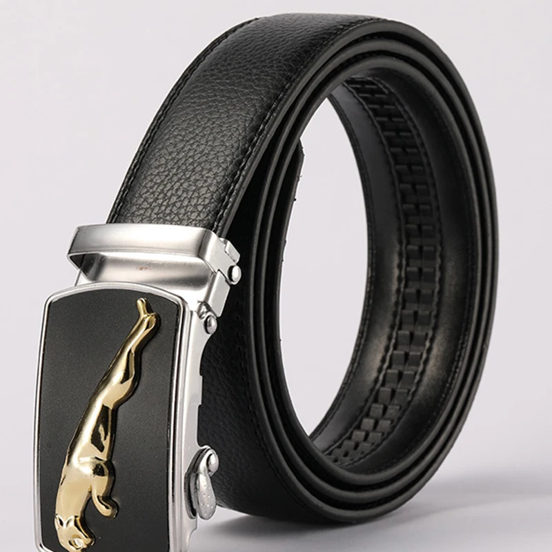 High Quality Men Belt Leather Goods High Quality Business Laser Automatic Buckle Perforated Belt Brand Design Casual Thick Belt