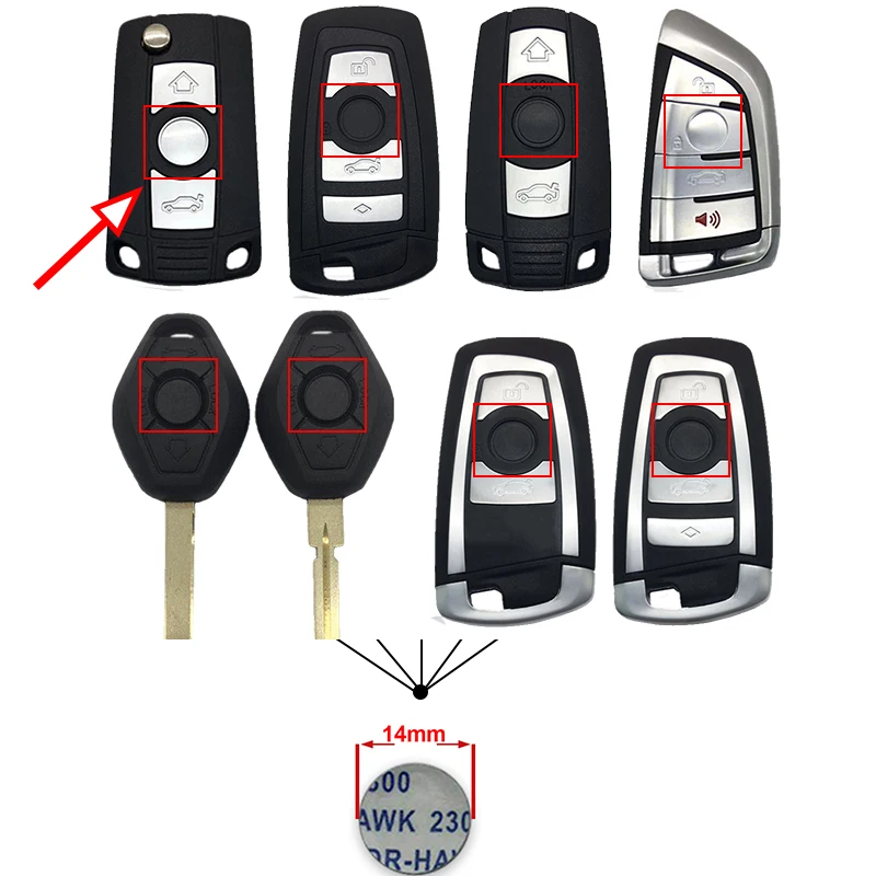 5 шт. 14 мм Автомобильный ключ с дистанционным управлением значок наклейка для Bmw X1