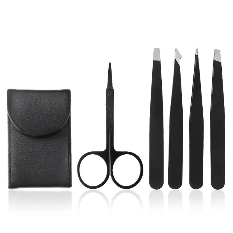 

5Pcs Tweezers Eyebrow Tweezer Set Stainless Professional Eye Lashes Extension Tweezers Eyebrow Tongs Scissors Cosmetic Tools