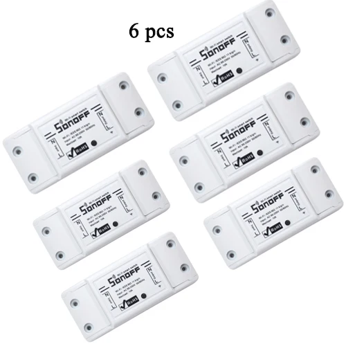 Sonoff Basic 6PCS 2/3/5/6/8/10 шт. Sonoff Basic умный дом переключатель Wi-Fi Беспроводной дистанционного Управление светильник таймер DIY модули 10A/2200W через Ewelink - Цвет: Sonoff Basic 6PCS