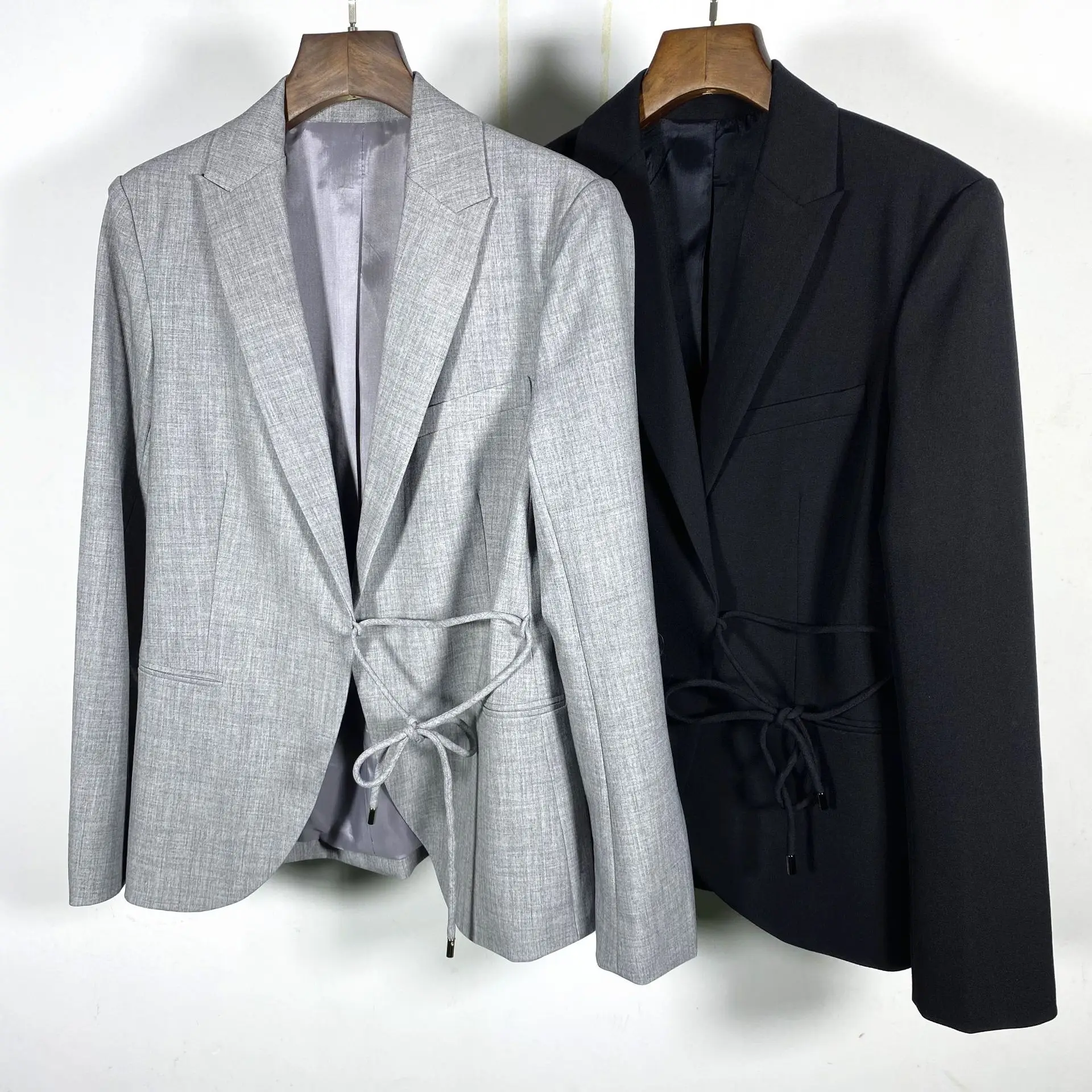 

Женское осеннее пальто, Новый двухцветный шерстяной костюм с кружевными лацканами и прямыми штанинами