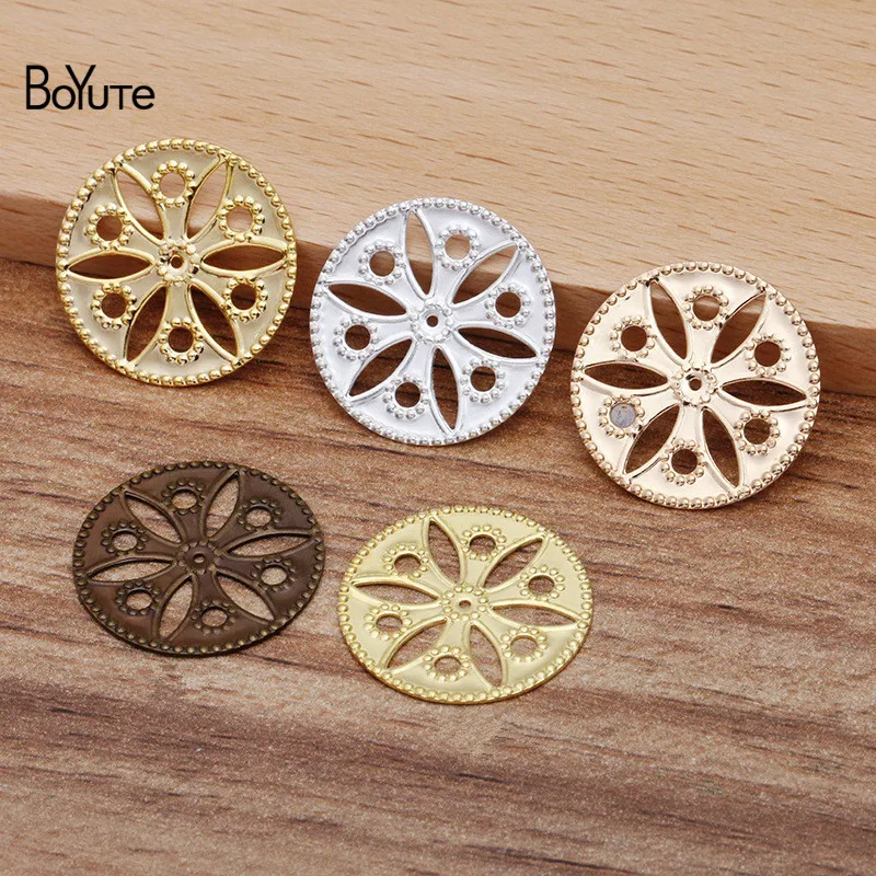 

BoYuTe (100 Pieces/Lot) 20MM Round Metal Brass Stamping Flower Materials Diy Hand Made Jewelry Accessories Wholesale