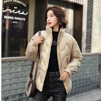 fashion stand collar parkas women thick warm winter female jackets pockets zipper simple overcoats