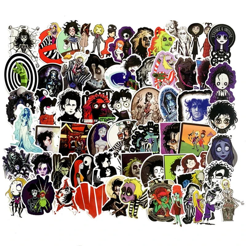 61pcs Stickers Tim Burton Classic Movie Edward Scissorhands Graffiti Sticker For Skateboard Laptop Bicycle Waterproof Decals F4