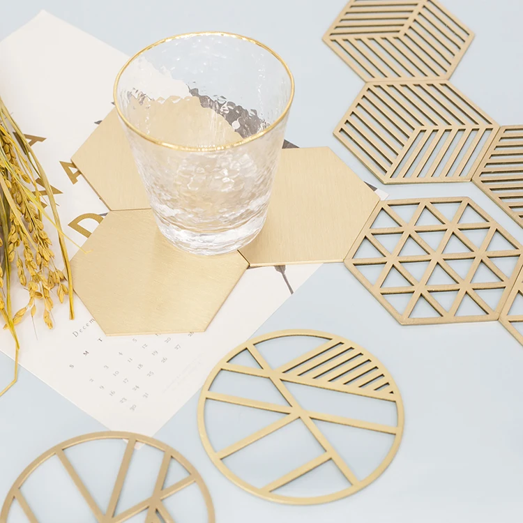 Скандинавские коврики для чашки твердая латунь подстаканник Золотое вино