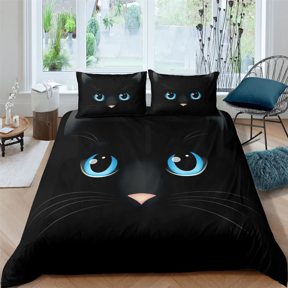 

2/3Pcs Bedding Set 3D Cat Printing Bedclothes Bedding Decor Comfortable Bedding Sets Twin Queen King Size