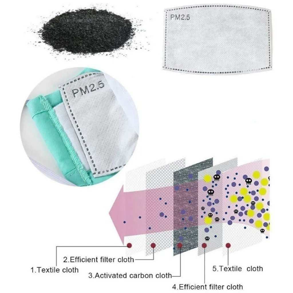 

100PC Meltblown cloth kids Mask Gasket Face Mask Filter Activated Carbon Breathing filtros pm25 mascarilla nios con filtro 50