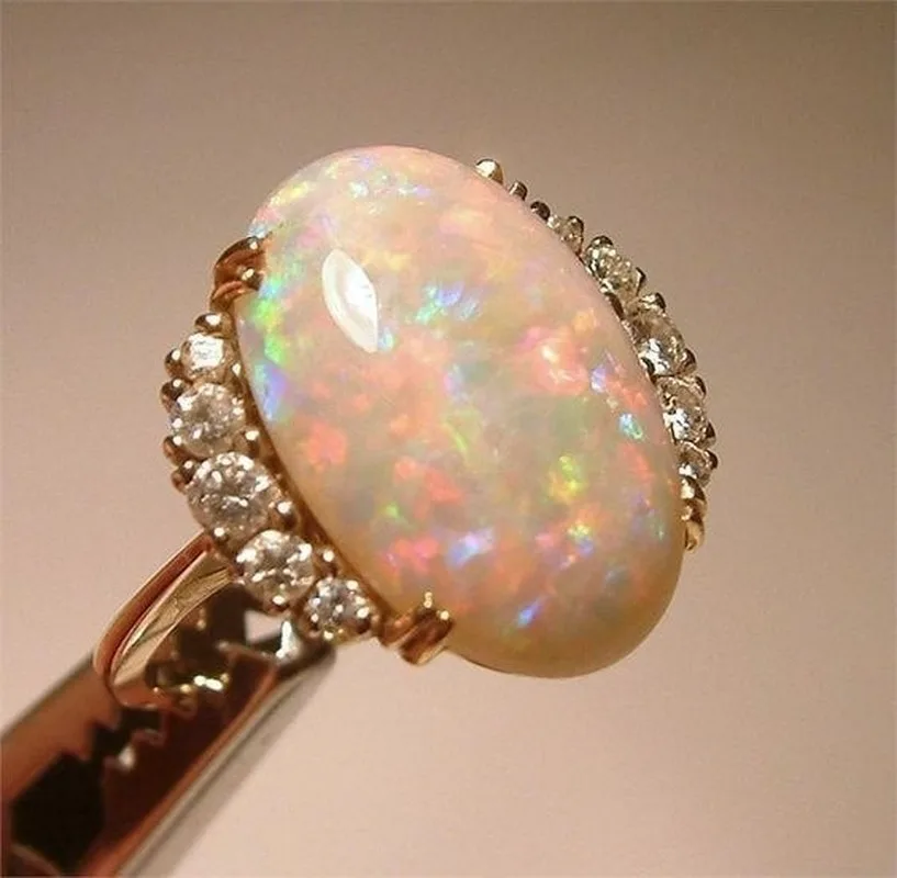 

Vintage 925 Silver Goose Protein Opal Ring Party Gift Jewelry Ring Wholesale
