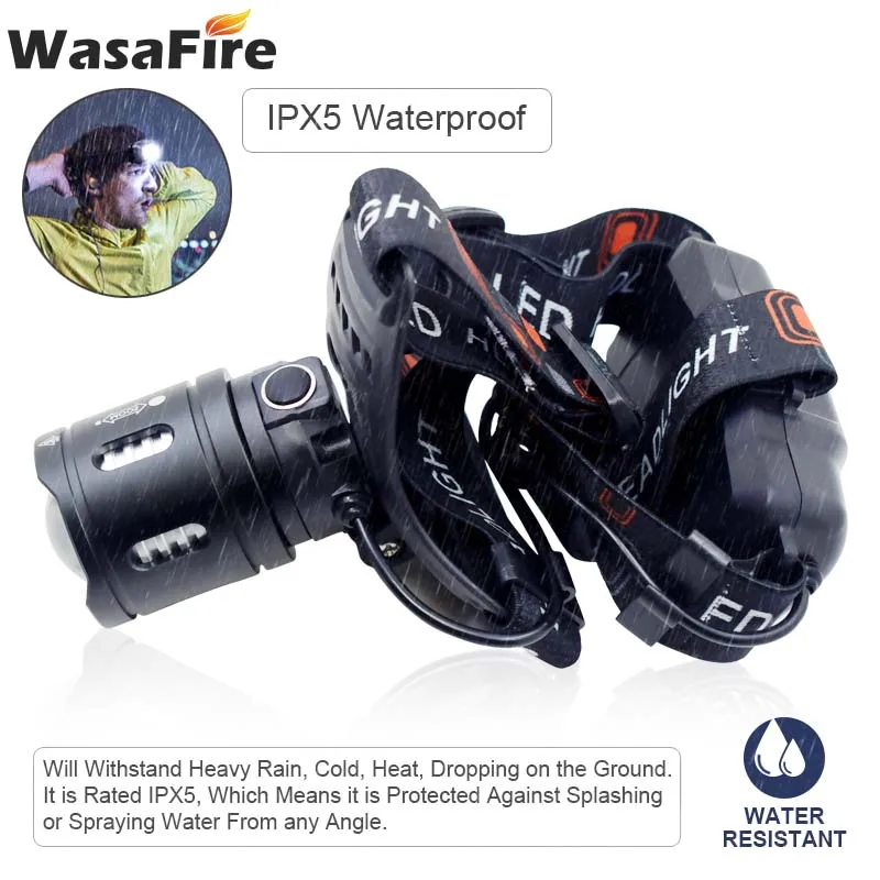 

Powerful P70 Headlamp USB Rechargeable LED Headlight 5000 Lumens Head Lamp Torch Waterproof Zoomable Frontal Flashlight by 18650
