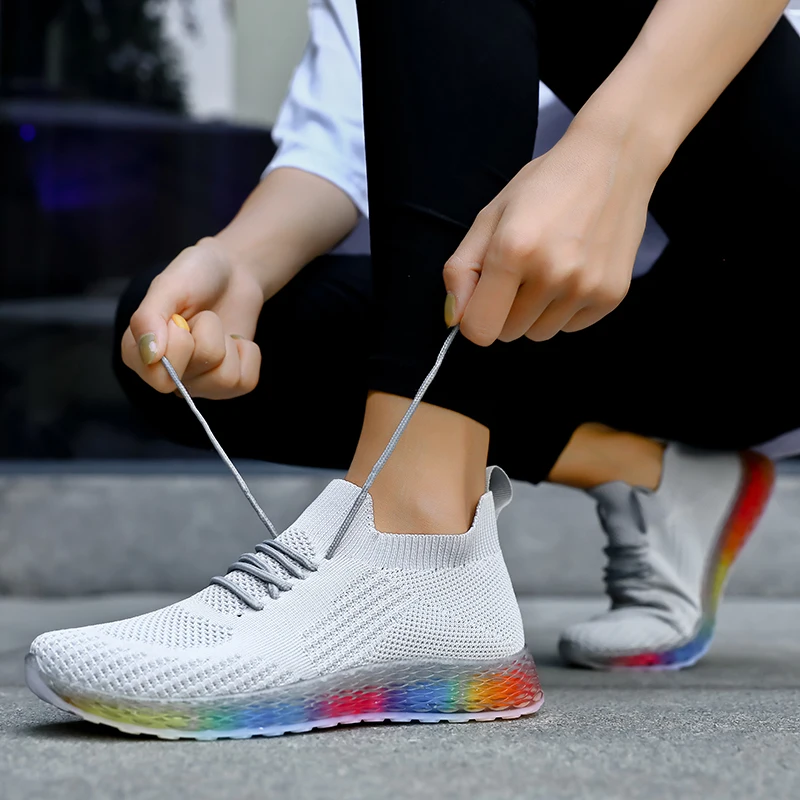 Кроссовки женские легкие дышащие сетчатые на шнуровке Нескользящие | Спорт и