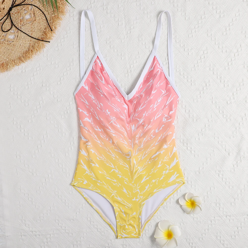 

L6037 Female Thong Padded Sexy One Piece Swimsuit Miami HOLA Beaches Women Fused Swimwear Beachwear