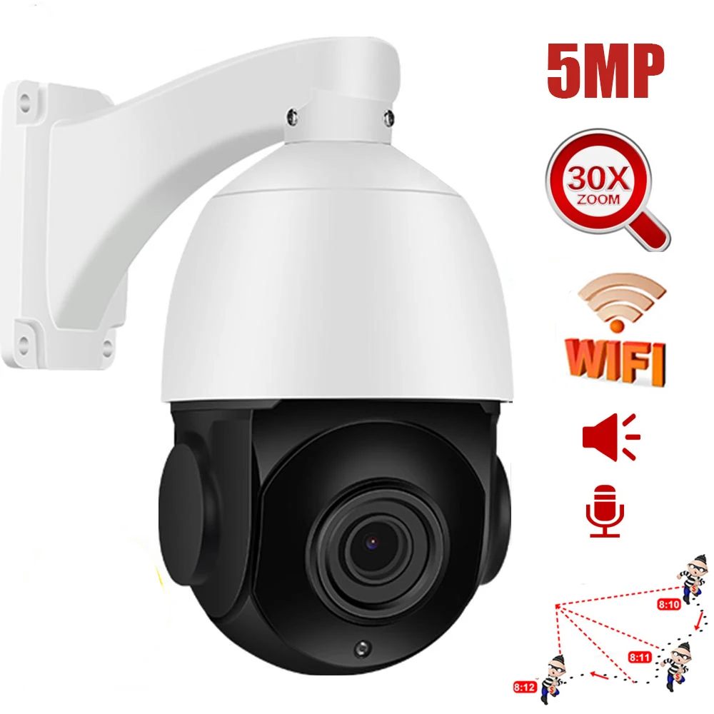 

Wireless 5MP Auto Track 30X ZOOM 25fps Hikvision Protocol Human Recognition WIFI PTZ Speed Dome IP Camera Security SONY IMX335