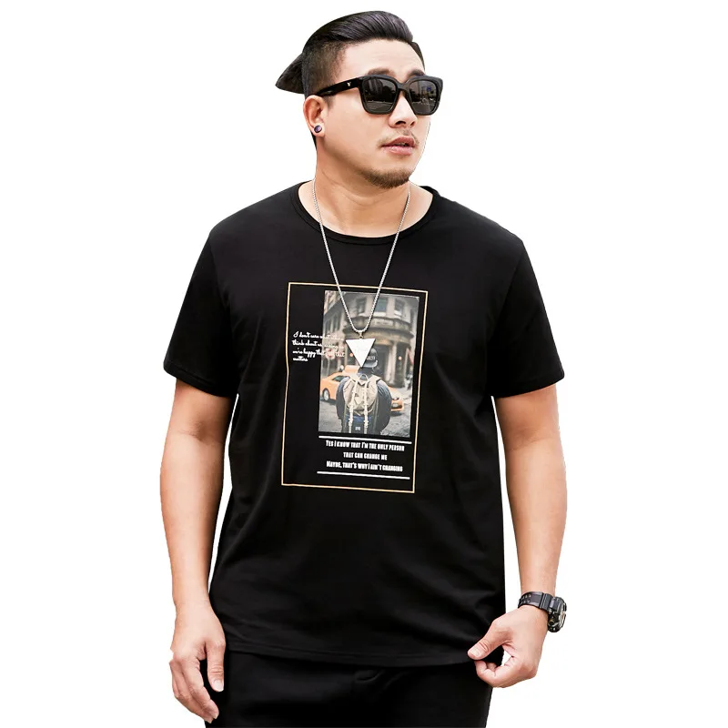 

Summer new men's fattening plus size short sleeve fashionable men's fat fashion casual round neck printing short sleeve young