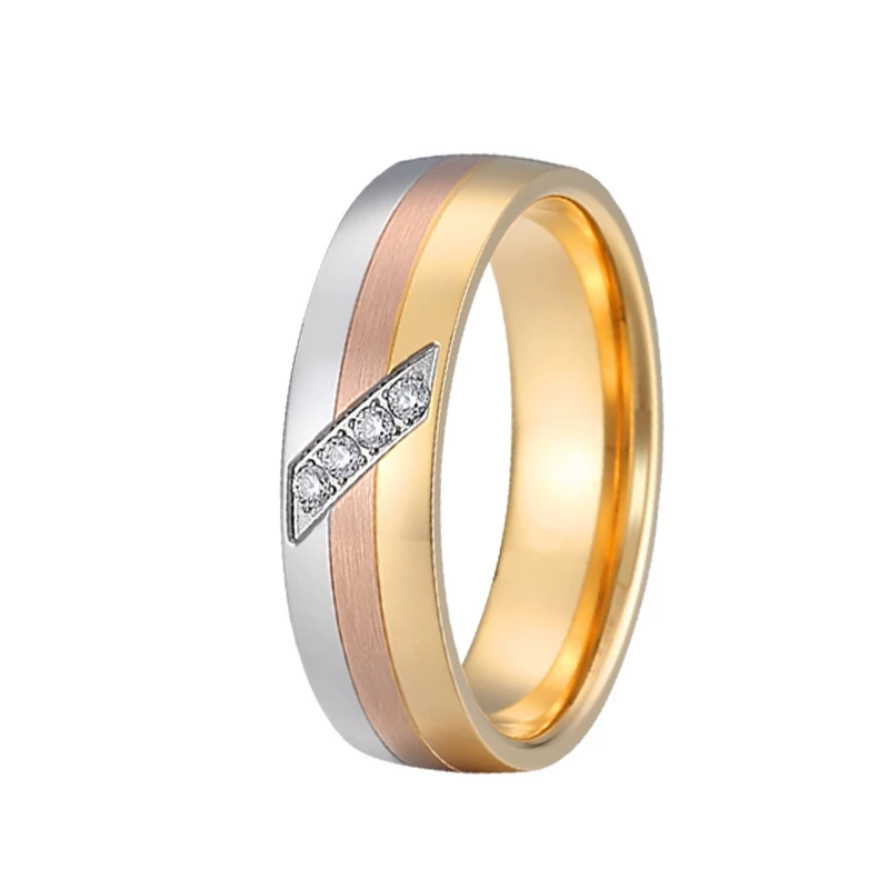 

Unique 2019 Wedding Rings bicolor 316L stainless steel girls jewelry