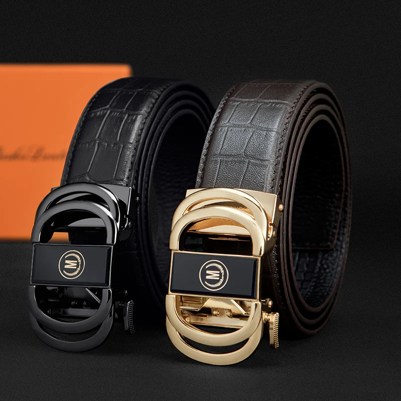 

Мужской ремень из натуральной кожи, с автоматической пряжкой