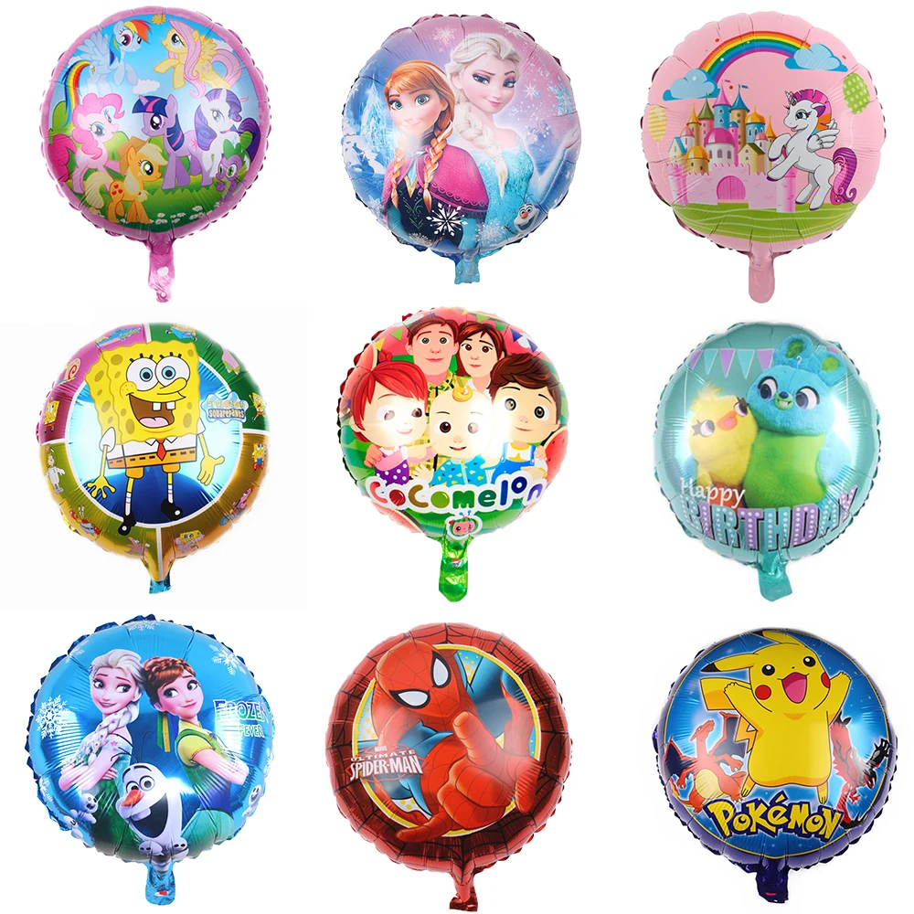 

5/10pcs 18 inch Little Cute Pony Theme Kids Birthday Party Decorations Aluminum Foil Balloons Disposable Round Balloons Supplies