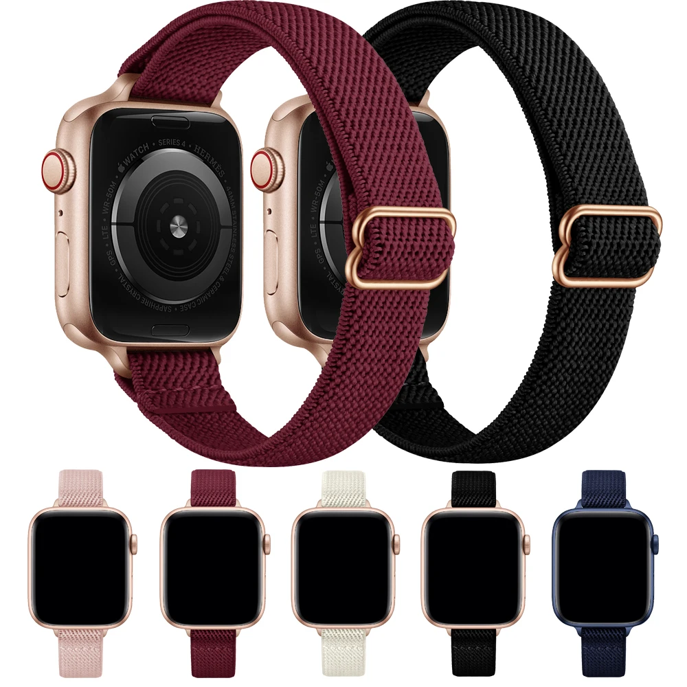 Тонкий эластичный ремешок VIOTOO для Apple Watch Band 40 мм 38 44 42 series 6 se 5 4 женский нейлоновый