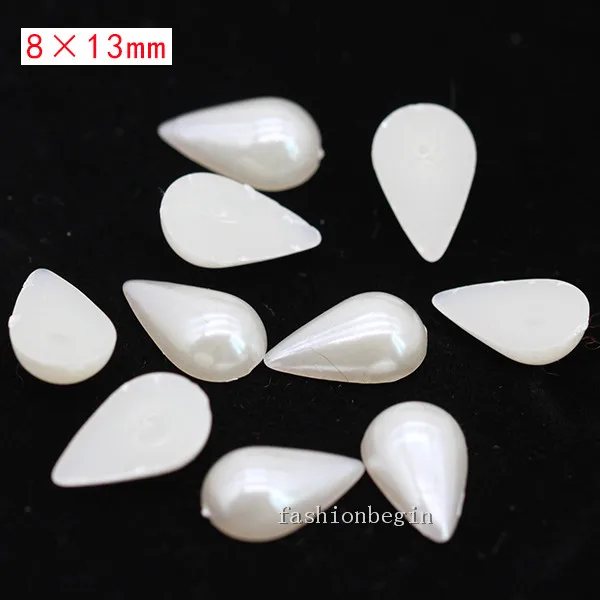 100p 8x13mm drop Имитация жемчуга цвета слоновой кости для скрапбукинга, украшения для рукоделия, украшения для ногтей, изготовление свадебных открыток, сшитые бусины для одежды, разные формы - Цвет: 100p 8x13mm drop