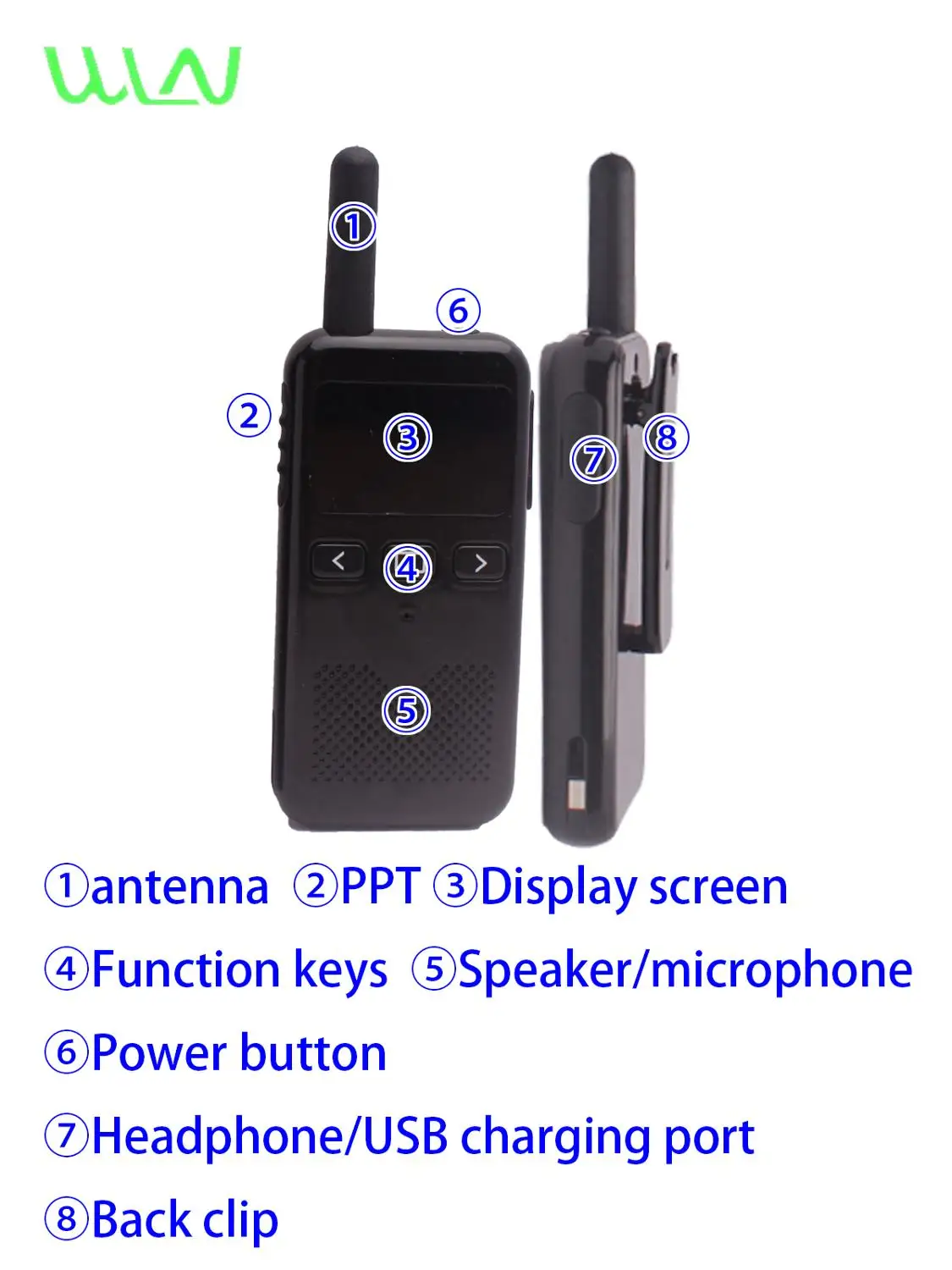 

WLN KD-C70 UHF Mini Handheld intercom Walkie Talkie Scan CTCSS DCS KSM3 Two way radios