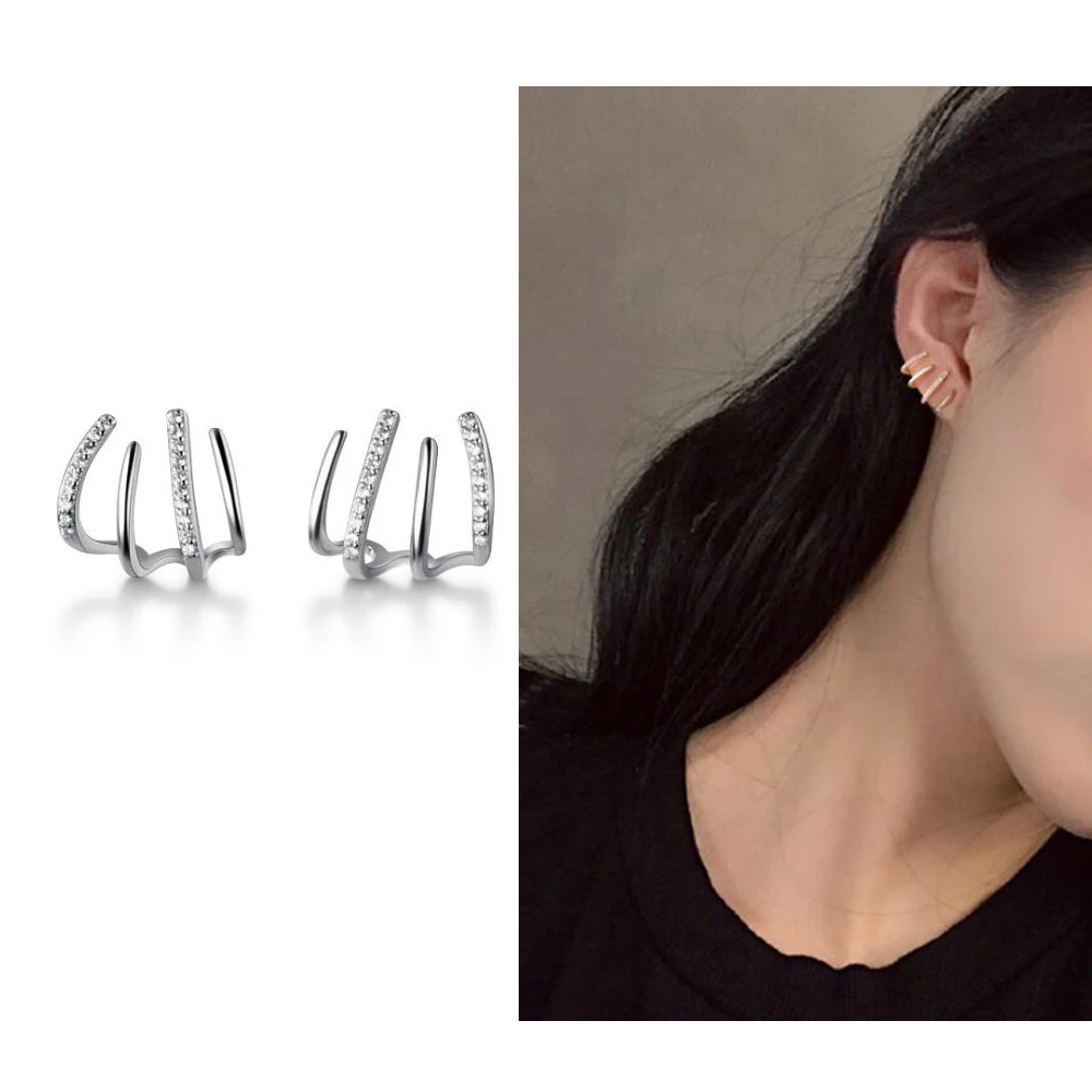 

Silver Stud Earrings Real 925 Sterling Silver Earrings with Cubic Zirconia for Women