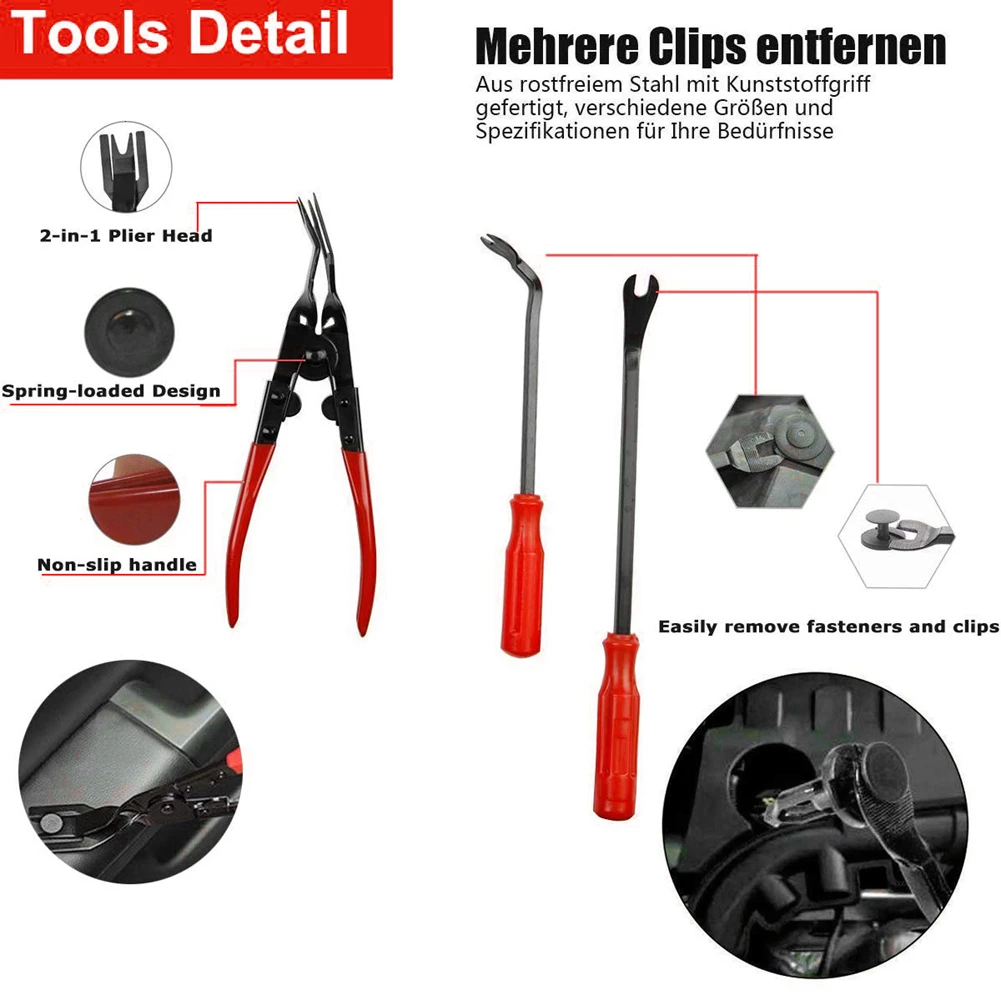 

New 19PCS Panel Removal Tool Premium Auto Removal Kit Fastener Remover for Door Trim Molding Dash Panel Composite Body Installer
