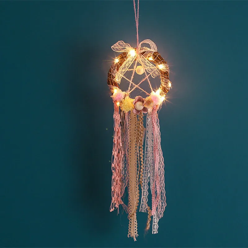 

Dream catcher Wall Hanging Wind Chimes LED Crafts Lucky Dream Catcher Night Lights Girl Bedroom Hanging Decoration