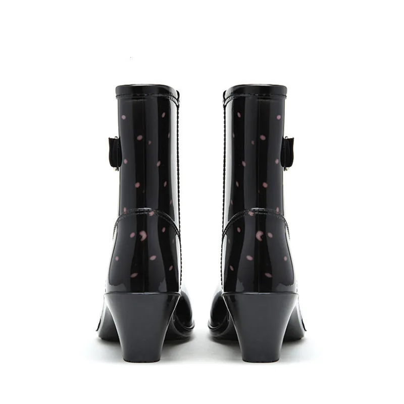 Women Rain Boots Fashion Waterproof Spring/Autumn High-Heeled Ankle Shoes  Women Slip  With Water Boots Zapatillas Mujer