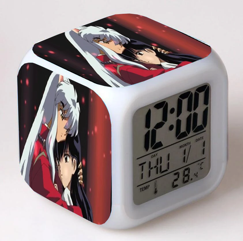 

Inuyasha anime Cartoon LED 7 Color Flash Digital Alarm Clocks Night Light Bedroom Desk Clock despertador Alarm-Clock
