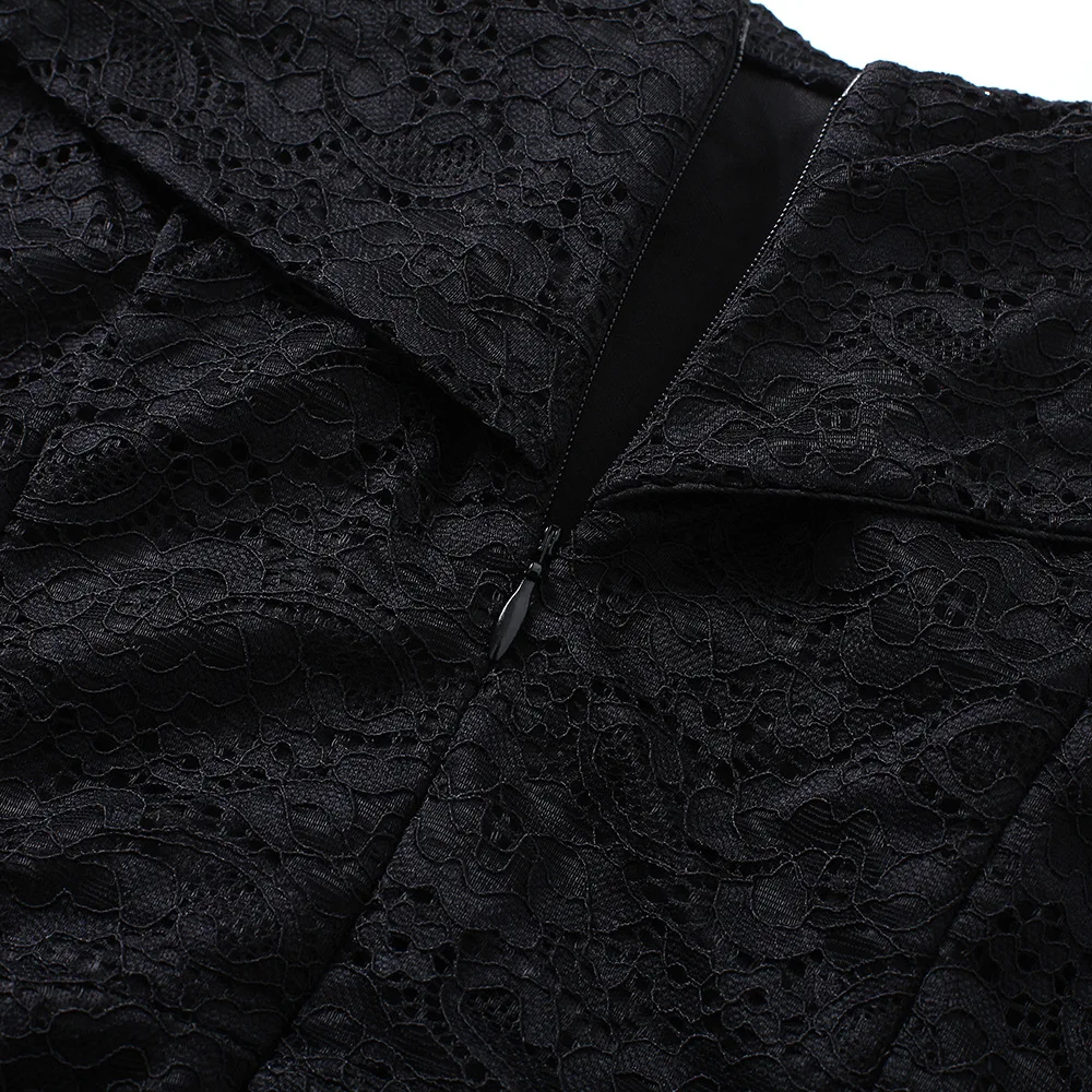 Женское винтажное кружевное платье трапеция черное красное с открытыми плечами V