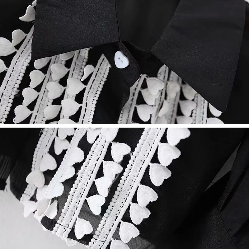 

2020 Spring Sexy Organza Women blouse Puff sleeve Lace patchwork Female Loose Shirt Vintage Fashion Girls Tops New YNZZU YT818