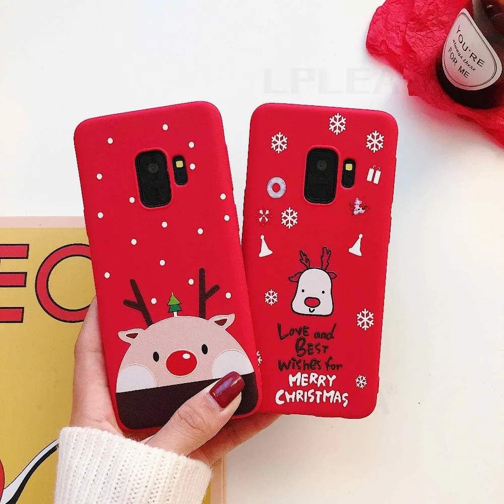 Одежда для сна из хлопка с рождественскими рисунками чехол для samsung Galaxy A50 A70 S8 S9 плюс S10 Note 8, 9, 10, плюс A10 A20 A30 A40 Санта Клаус Мягкая обложка