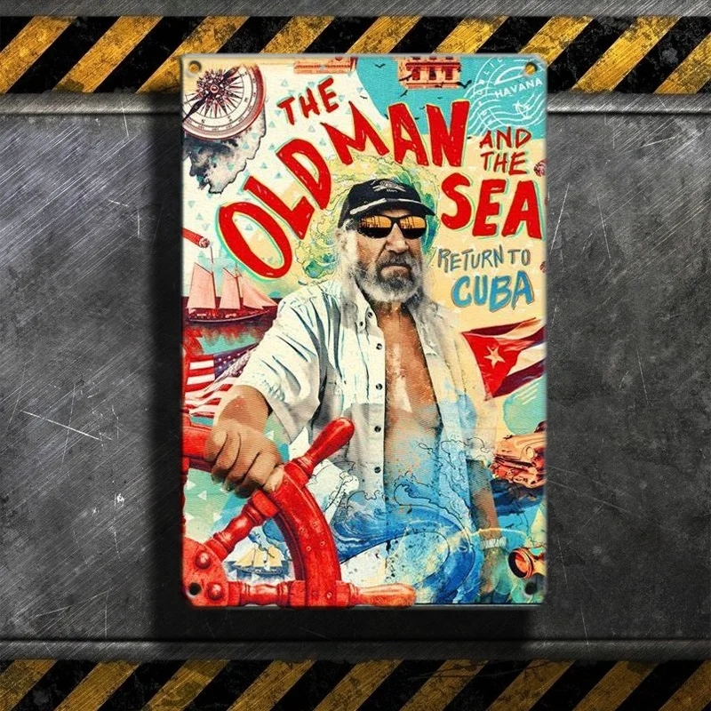 

The Old Man and the Sea Metal Sign Tin Art Painting Wall Decor