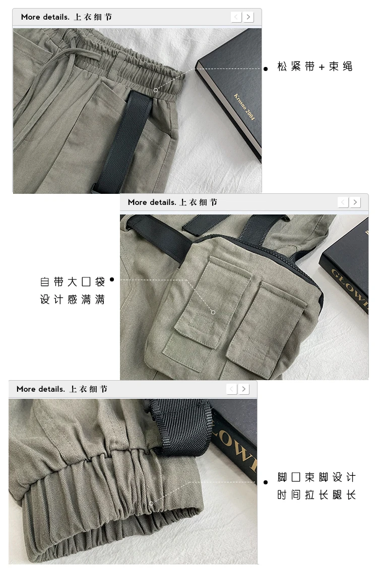 

WOMENGAGA Women's Overalls Women's Loose BF Casual Straight Tube High Waist Slim Handsome Street Autumn Winter Drawstring K34V