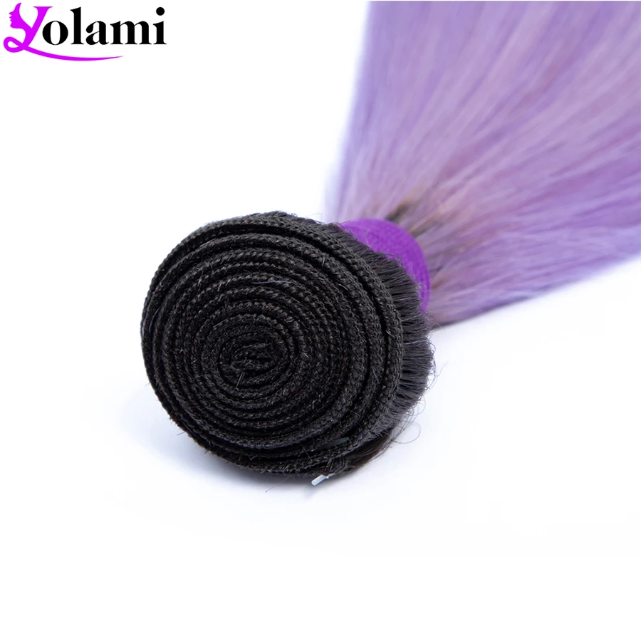 Двухцветные волнистые волосы Yolami Ombre 1B Dream фиолетовые прямые бразильские для