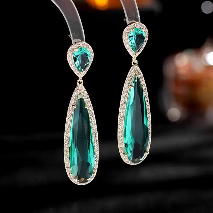 

New exaggerated high-end cold wind zircon earrings fashion temperament luxury water drop banquet elegant women ear jewelry