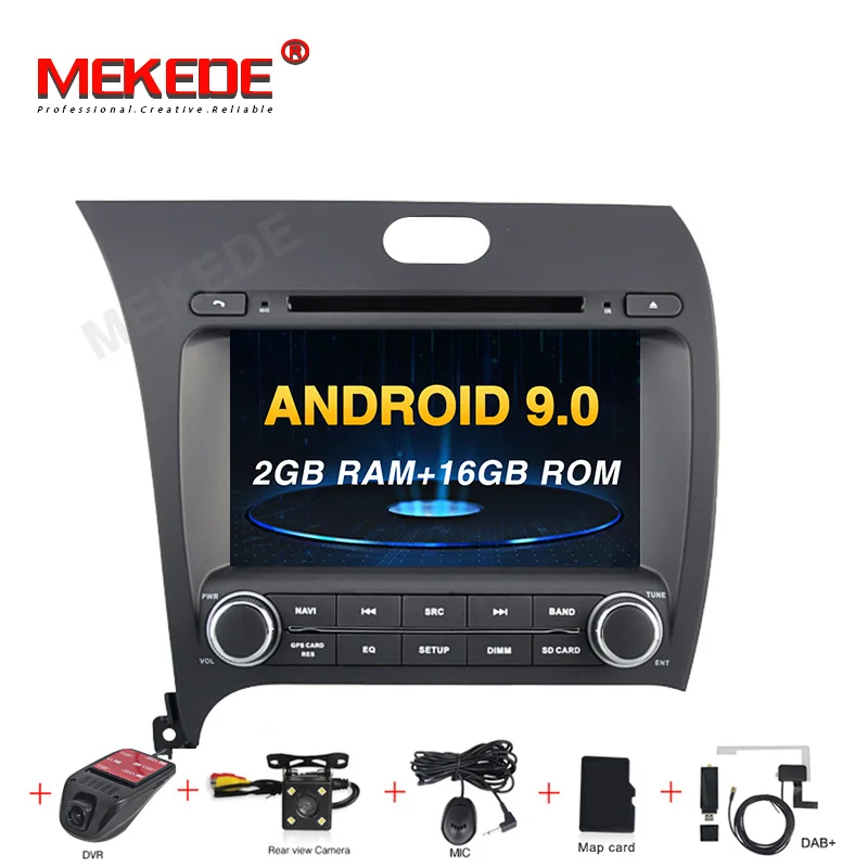 Android 9,0 4+ 64G Автомобильный Радио dvd-плеер мультимедиа для Kia CERATO K3 FORTE 2013- с gps навигацией wifi BT RDS - Цвет: 16G  DVR camera DAB