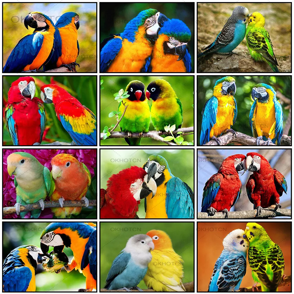 

New Year Gift Diamond Painting Parrot Mosaic Diamond Embroidery Cross Stitch Animals Bird Home Decoration Modern Diamond Art