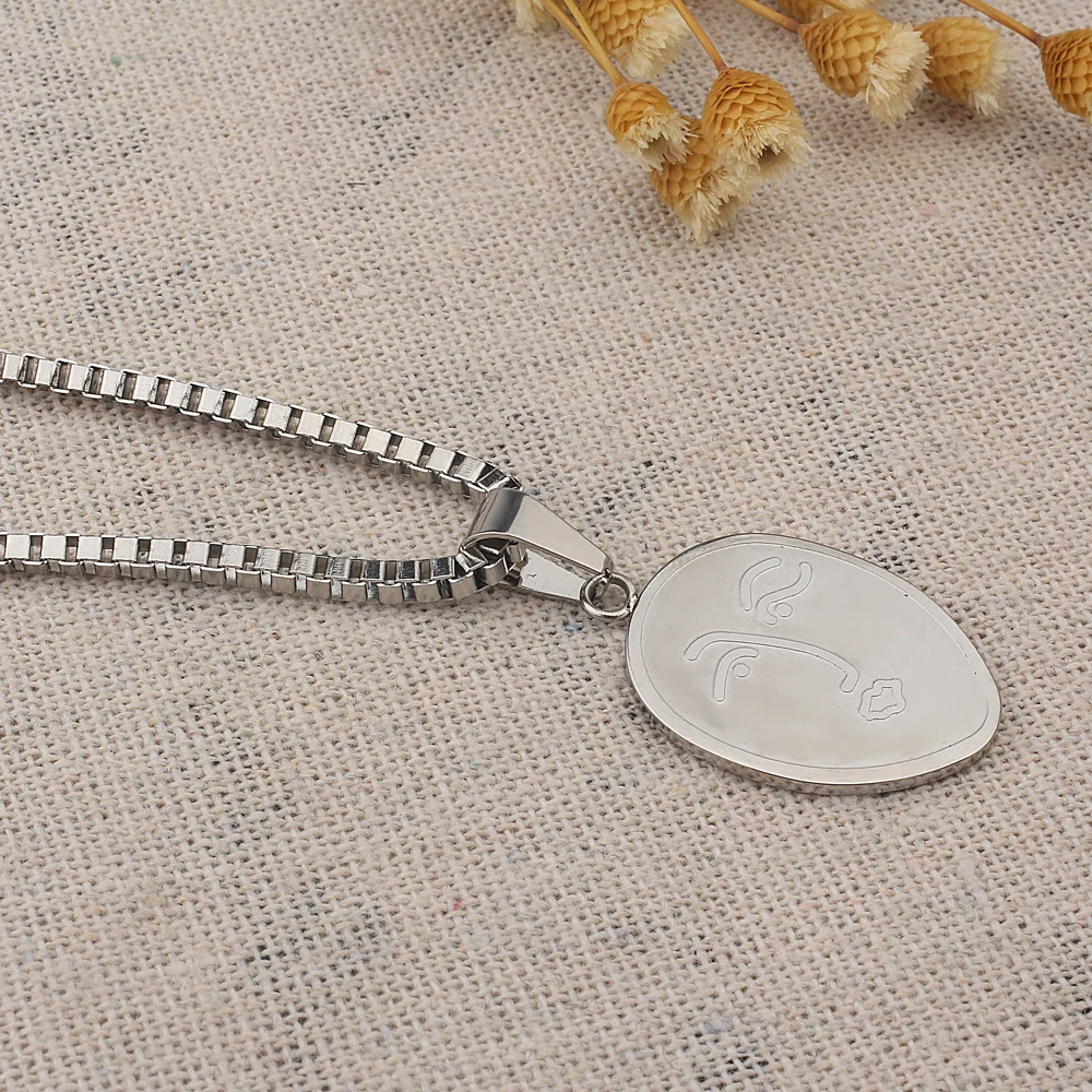 Ожерелье с подвеской в виде абстрактного лица из нержавеющей стали|Ожерелья