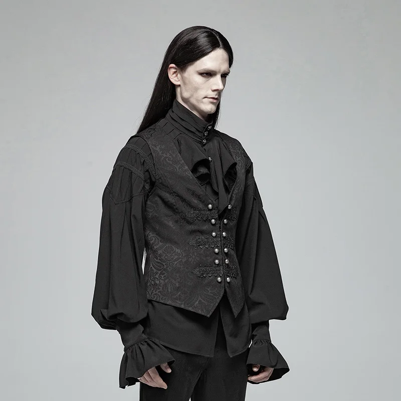 Мужской Жаккардовый жилет с металлической пряжкой в стиле панк рейв готический