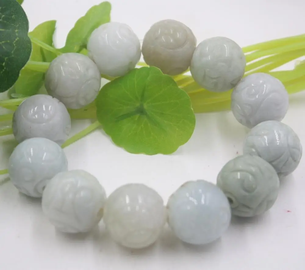 Натуральный класс 18 мм Монета шаблон Круглый нефрит (жадеит) браслет унисекс |