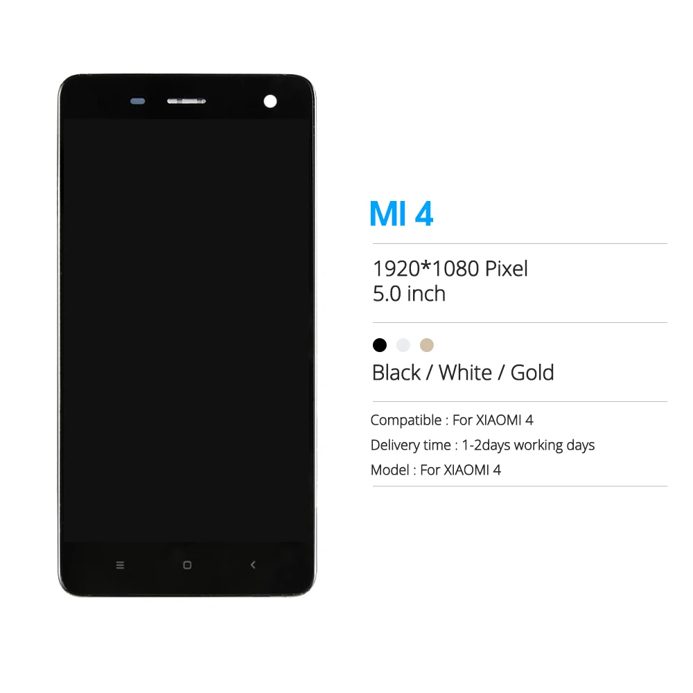 100% протестированный 5 0 &quotдисплей для XiaoMi Mi4 ЖК экран с сенсорным дигитайзером и