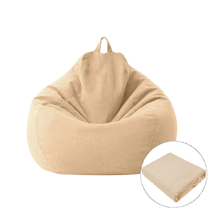 

Lazy Sofa Cover Solid Chair Covers Without Filler Linen Cloth Lounger Seat Bean Bag Pouf Puff Couch Tatami Living Room Beanbags