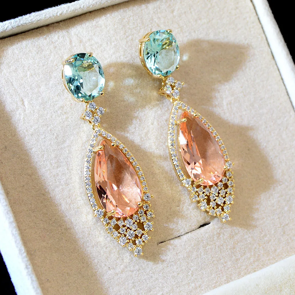 

CINKILE Cubic Zirconia Long Dangle Earrings for Women Shining Zircon Drop Earrings Wedding Party Fashion Jewelry 3 Colors Gift
