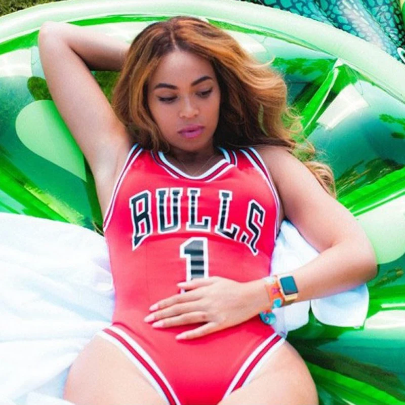 Красный цельный купальный костюм с буквенным принтом спортивная одежда для