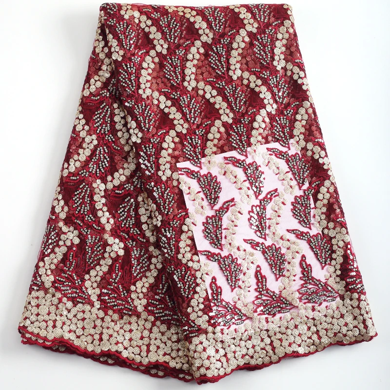 

Zhenguiru 2021 Sequin French Lace Fabric Embroidery African Lace Fabric Tulle Nigerian Fabric For Women Wedding And Party A2227