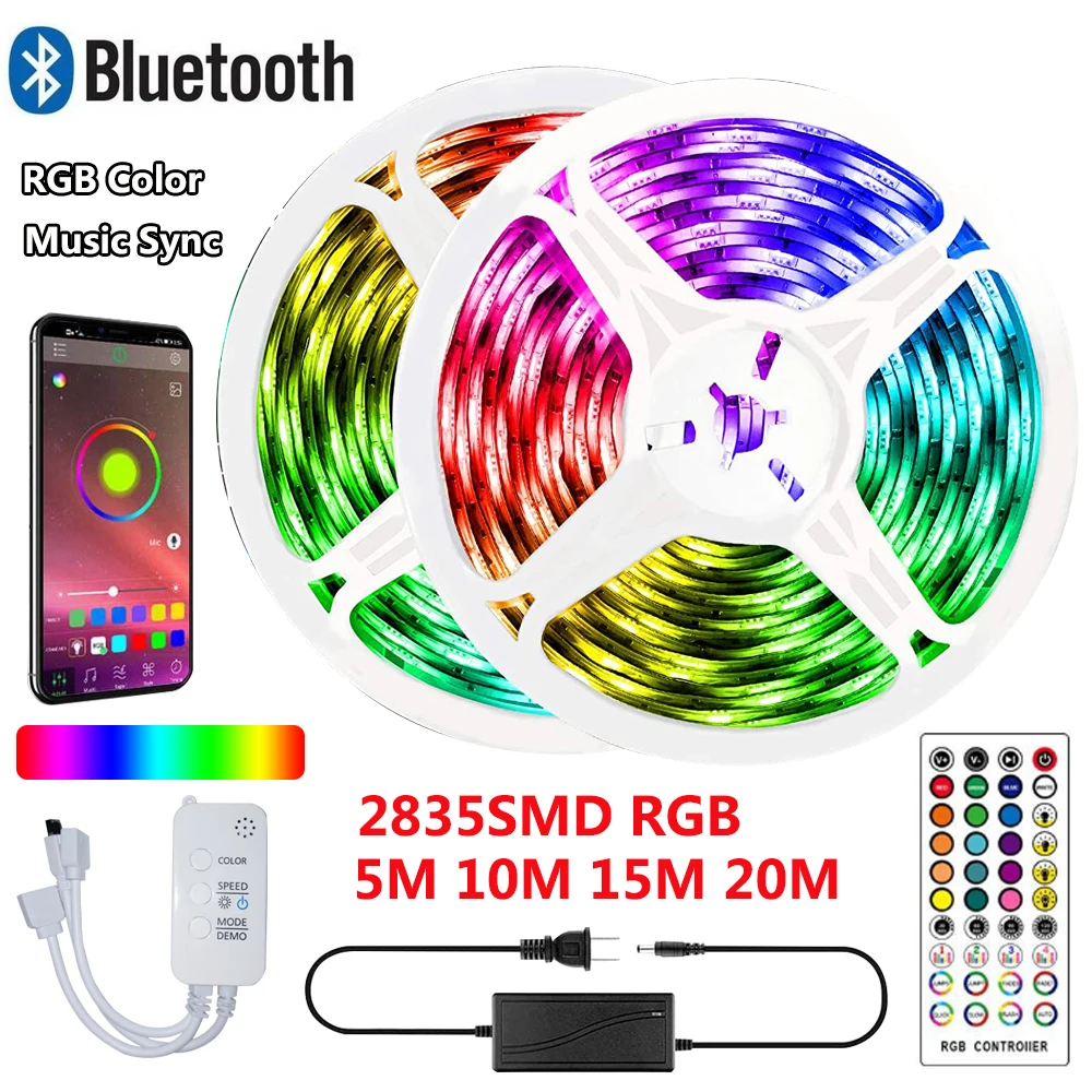 Bluetooth App синхронизация музыки гибкая лента RGB полосы Светодиодные ленты