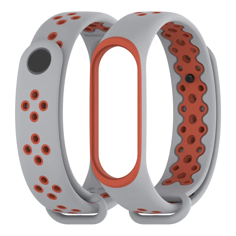 Mi Band 3 4 ремешок Спортивные Силиконовые часы браслет mi Band 3 4 ремешок аксессуары для Xiaomi mi Band 3 4 ремешок Браслет Смарт - Цвет: gray Orange