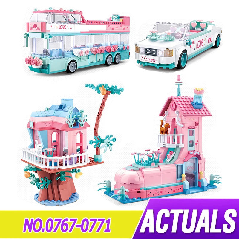 

Sluban 0767 Romantic Wedding Assemble Building Blocks Wedding Car Tree House Bricks Model DIY Children's Puzzle Christmas Gift